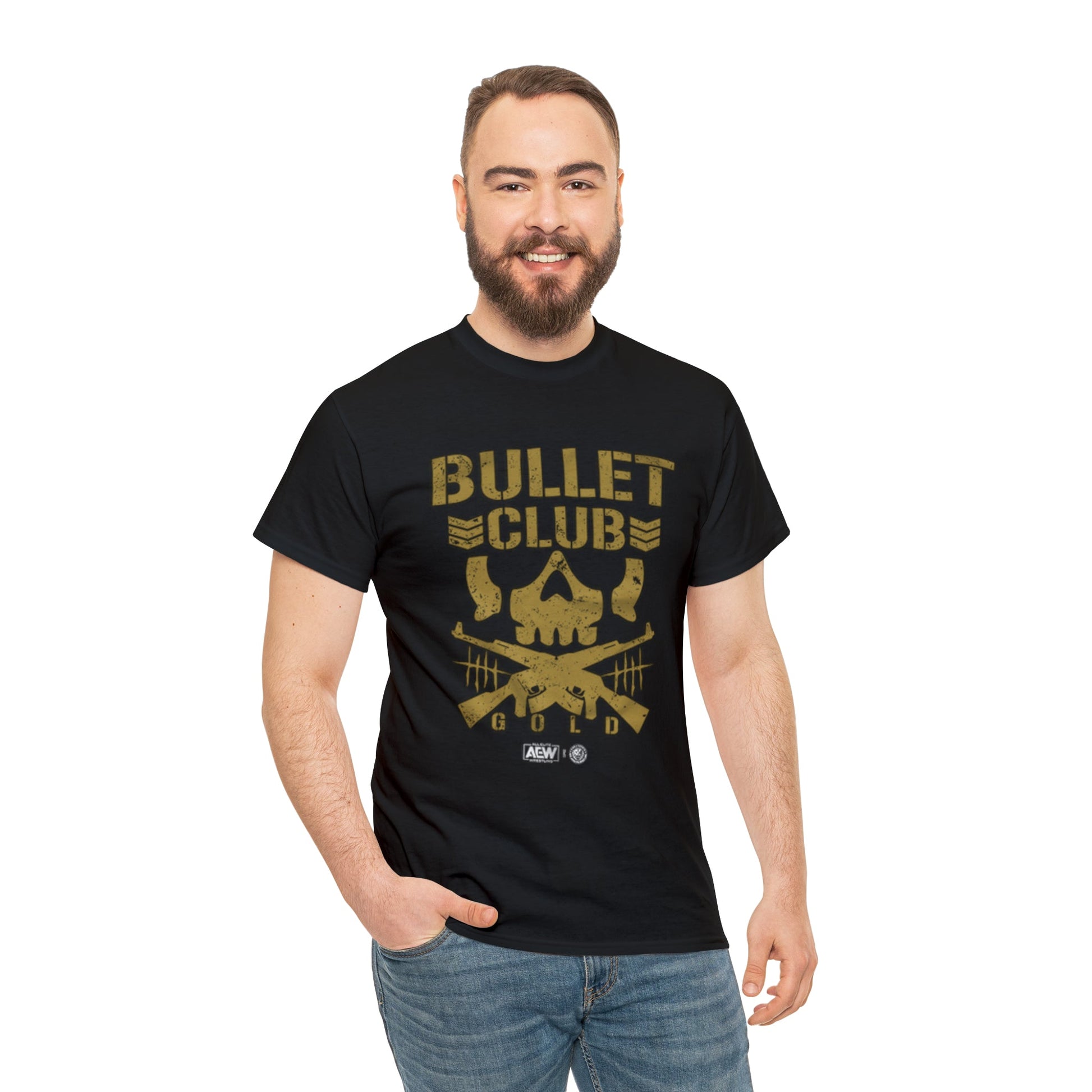 AEW x NJPW Bullet Club Gold Logo Wrestling T-Shirt - RetroTeeShop