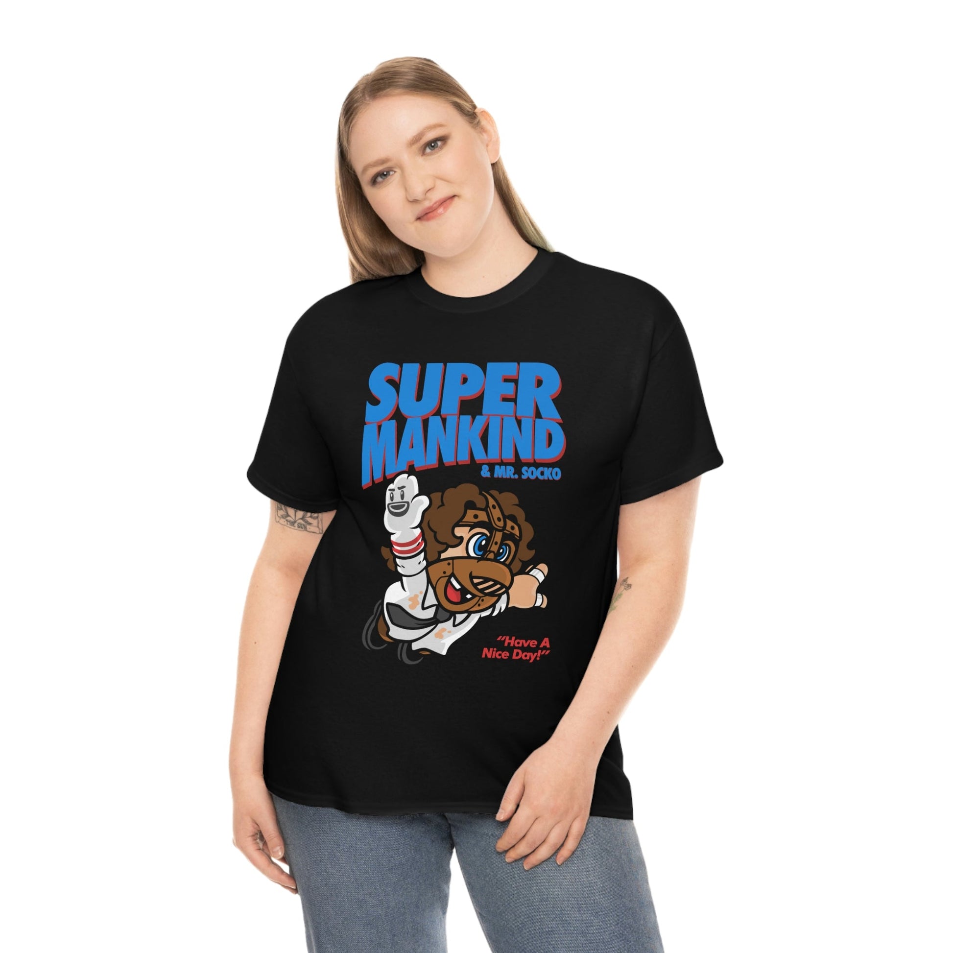 Super Mankind With Mr Socko T-Shirt - RetroTeeShop