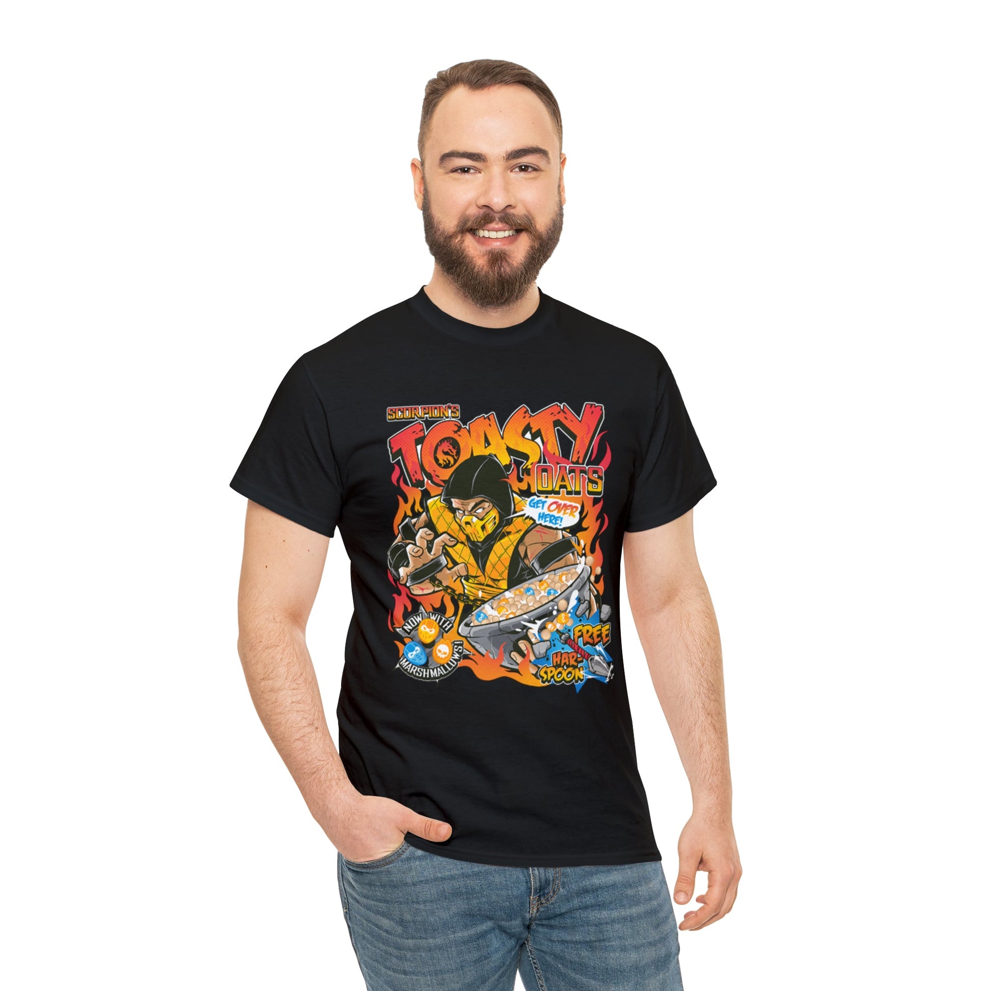 Toasty Oats Scorpion Mortal Kombat Cereal T-Shirt - RetroTeeShop